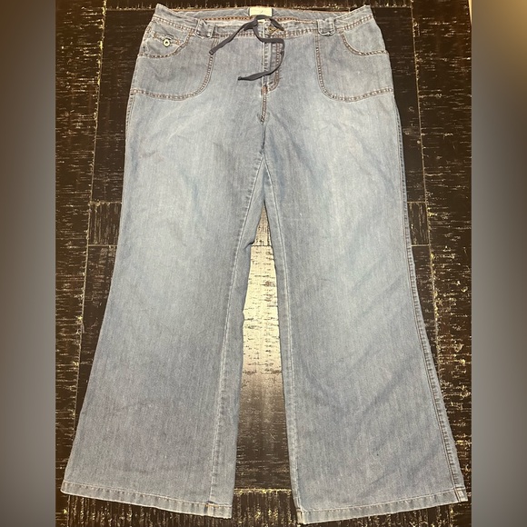 Lane Bryant retro wide leg bell bottom trouser jean seam detail 20W TALL - Picture 1 of 9